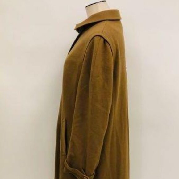 Vintage Burberry Women's Size XL / 44 Tan Brown Wool Long Coat AUTHENTICATED - Picture 3 of 9